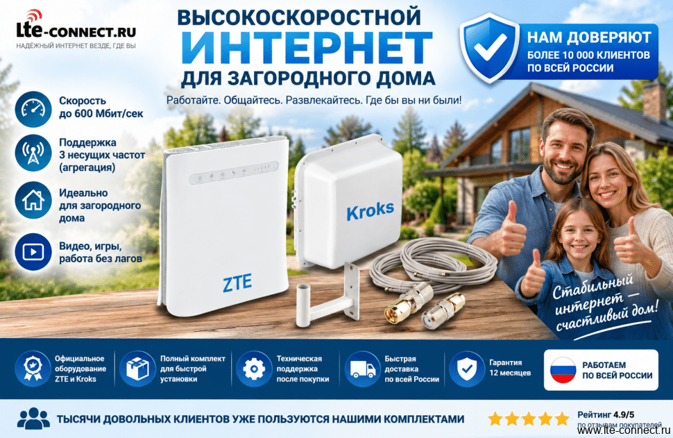 Комплект для загородного интернета Cat.12 до 600 Мбит