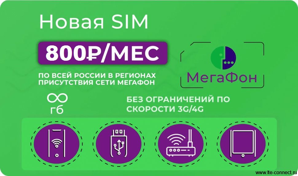 Сим-карта Мегафон безлимит 3G/4G по всей России